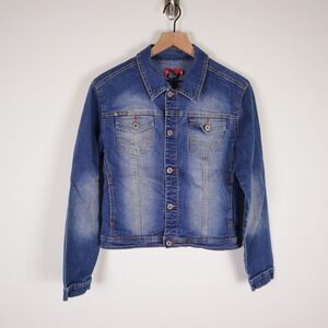 Southpole Jean Jacket Y2K Cropped Denim Women's Medium‎ 18.5x21